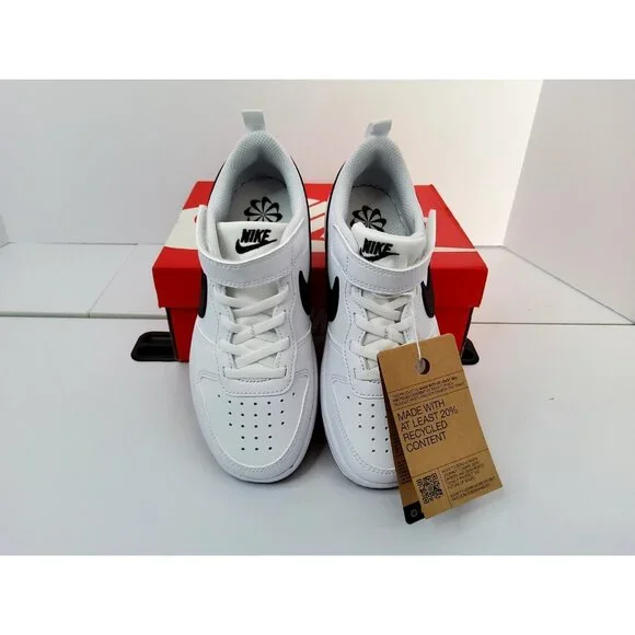 Nike Court Borough Low Recraft White Black Kids Preschool Casual Shoe DV5457-104 - Picture 5 of 9